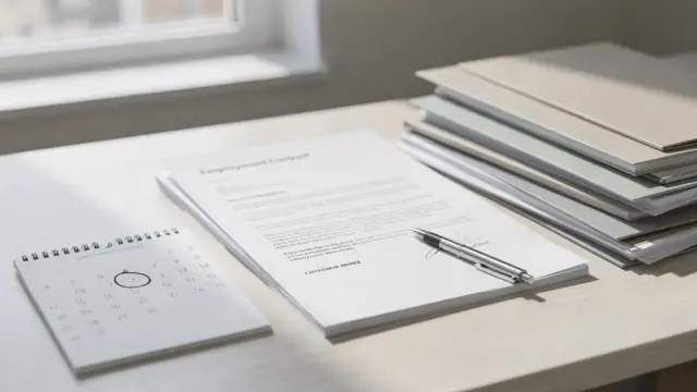 Vertrag mit Kalender und Dokumenten zum Thema Kündigungsfristen im Vertrag