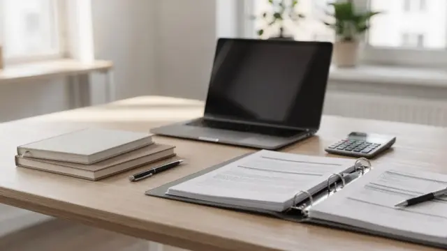 Arbeitsplatz mit Unterlagen und Laptop zur Gründung einer GbR