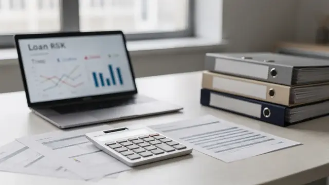Bürodokumente, Taschenrechner und Laptop zum effektiven Jahreszins beim Firmenkredit