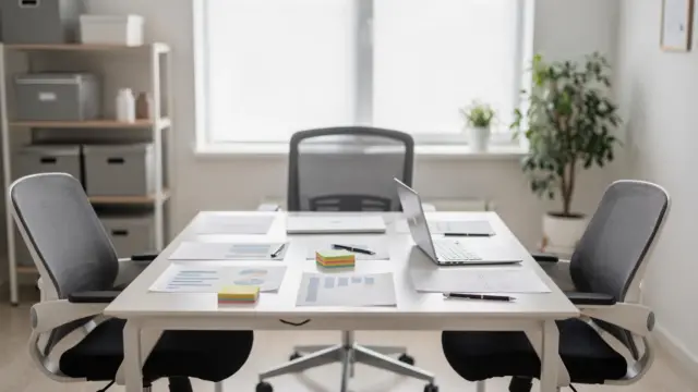 Führung im kleinen Team: Mitarbeiter und Teamleitung besprechen im Kleinunternehmen einen Projektplan.