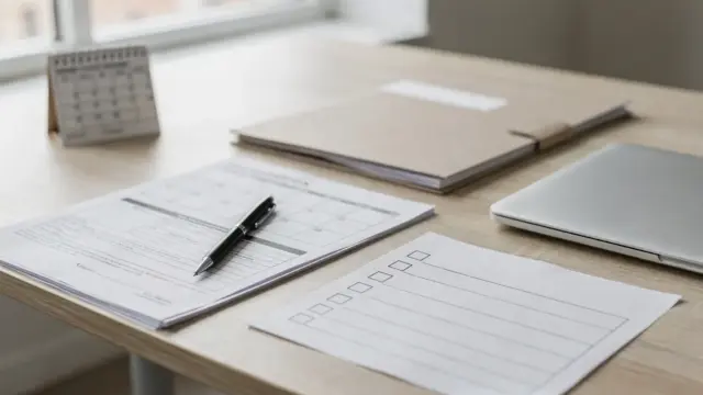 Büro mit Unterlagen und Kalender zum Thema Gewerbe anmelden