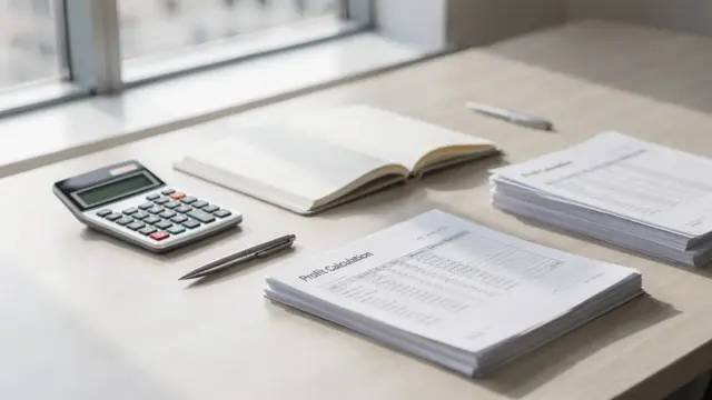 Steuerliche Gewinnermittlung mit Taschenrechner, Belegen und Unterlagen für das Finanzamt