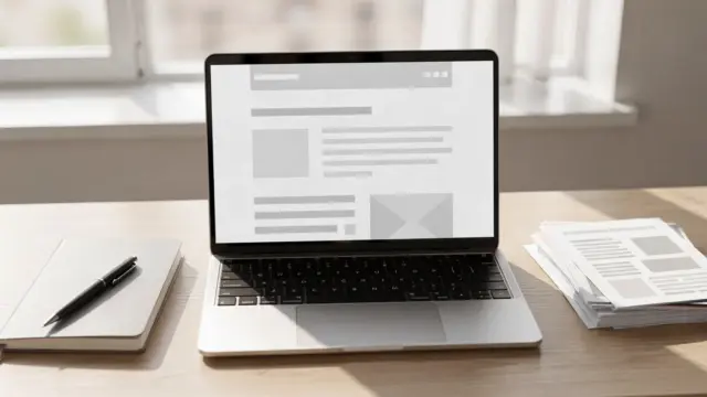 Laptop und Dokumente zum Thema Datenschutzerklärung und Pflichtangaben auf einem Schreibtisch