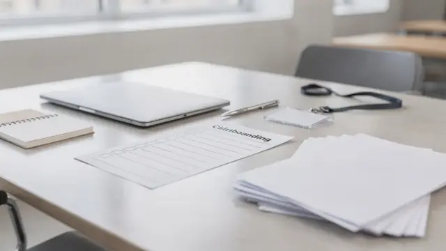 Einarbeitungs-Checkliste für neue Mitarbeiter auf einem geordneten Schreibtisch im Büro