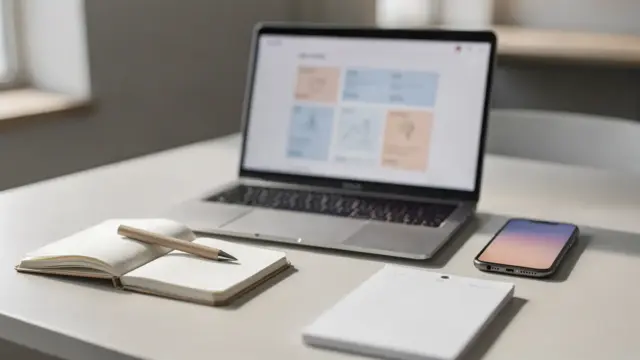 Laptop und Schreibtisch im Büro zum Thema CRM für kleine Unternehmen