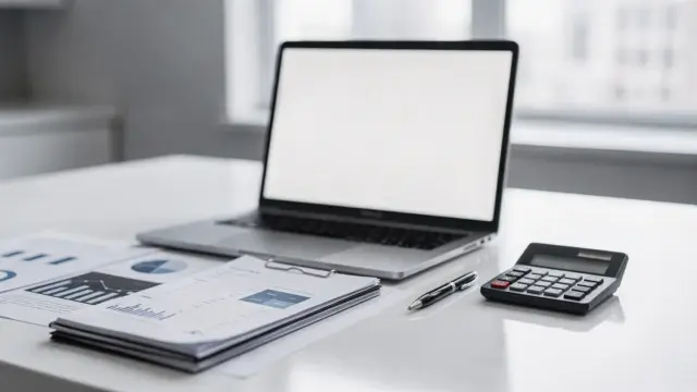 Gründerkredit und Businessplan auf einem Schreibtisch im Büro