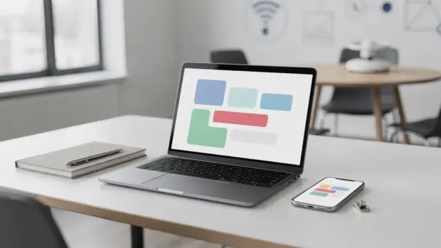 Büroarbeitsplatz mit Laptop und Sicherheitskey zum Thema Passwort-Manager für Unternehmen
