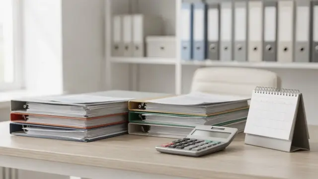 Ordentliche Buchhaltungsunterlagen und Archivboxen zum Thema Aufbewahrungsfristen in der Buchhaltung