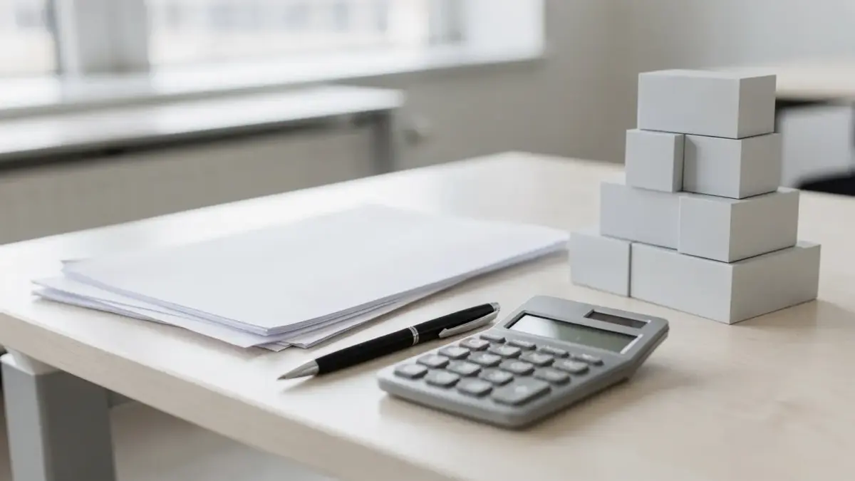 Büro-Setup mit Dokumenten und Modell zur GmbH & Co. KG-Struktur