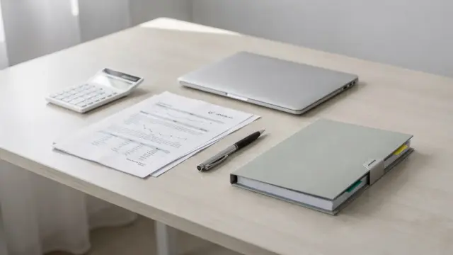 Betriebsmittelkredit oder Investitionskredit: Finanzunterlagen und Rechner auf einem Schreibtisch